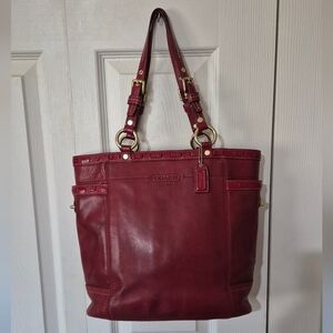 Coach Burgundy Red Leather Carryall Gallery Tote With Gold Hardward 2007